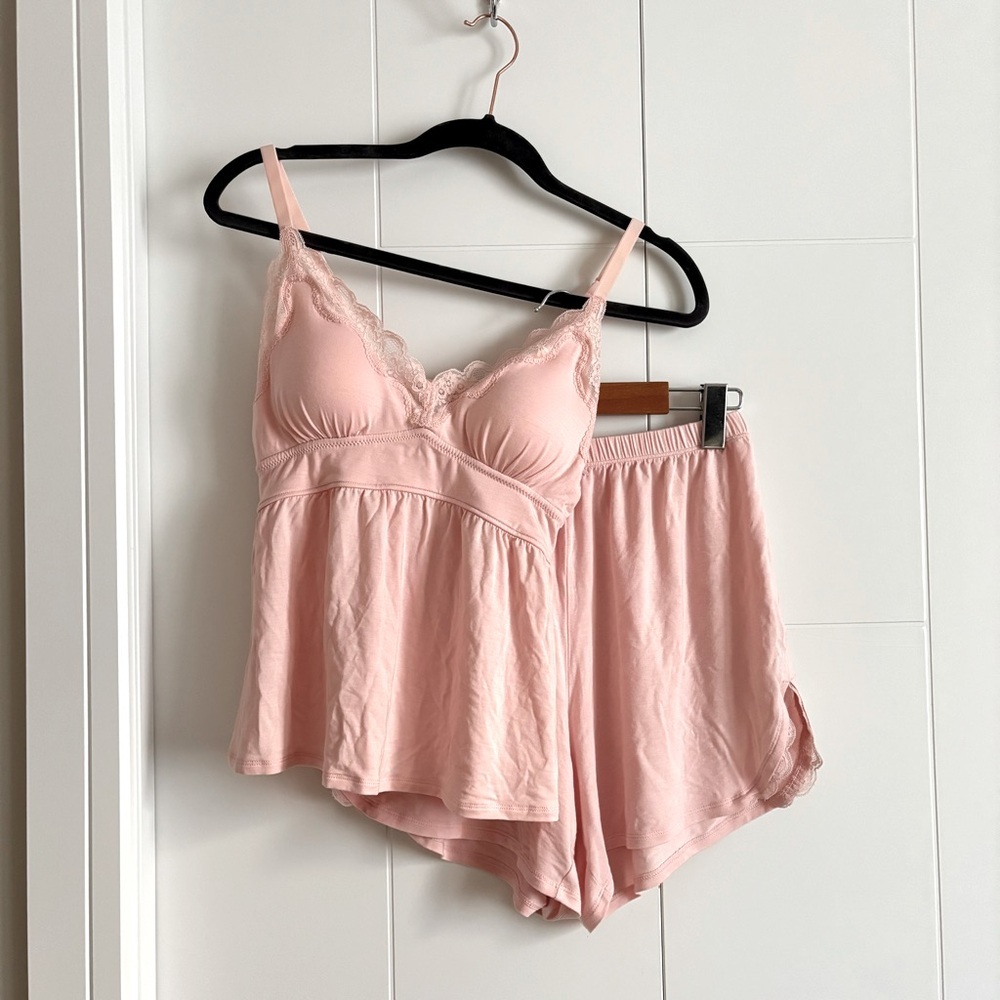 Knix Pink Lace Trim Pajama Set